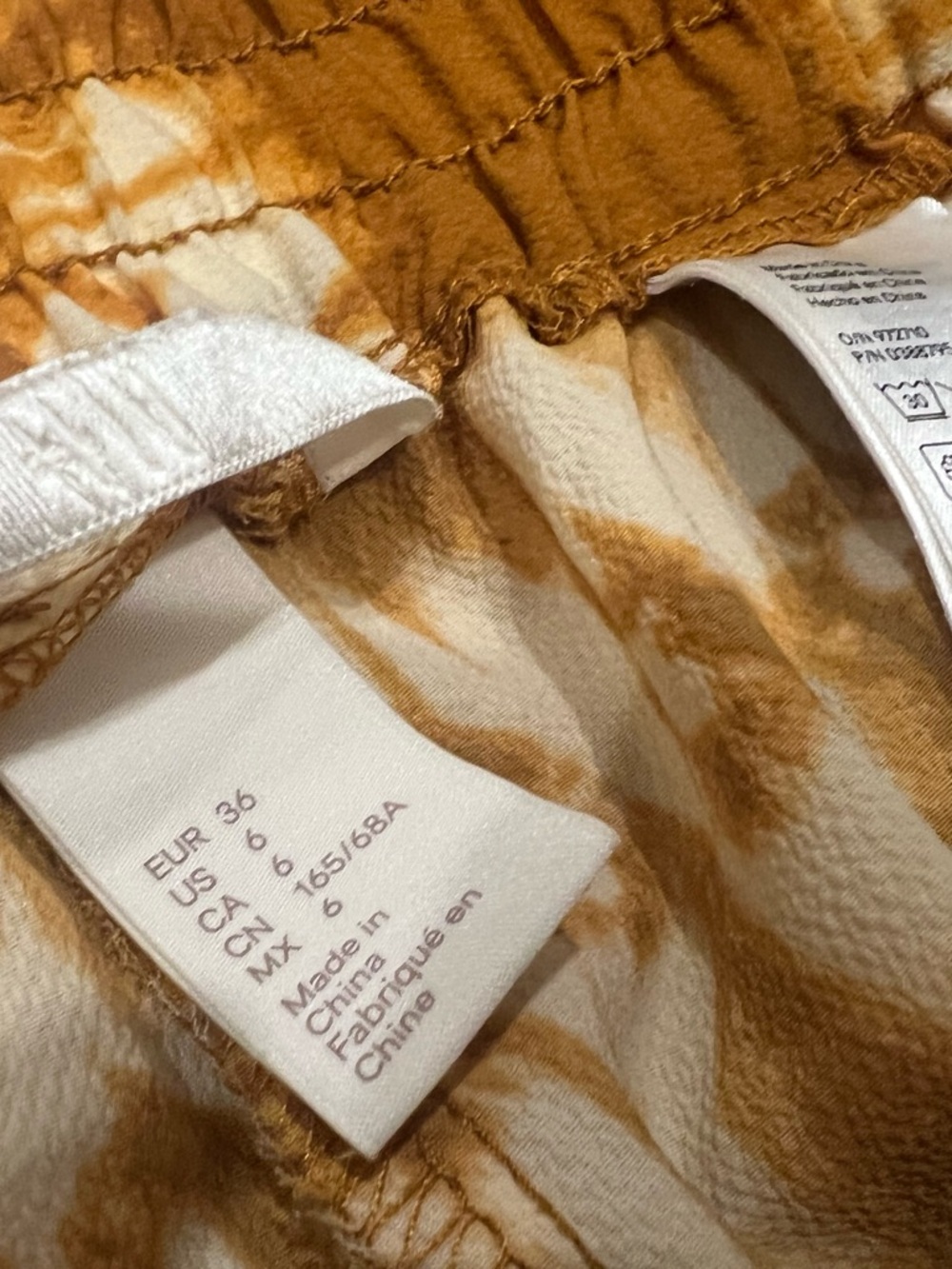 H&M Mustard Yellow and White Tie-Dye Wide Leg Pants - Picture 3 of 5